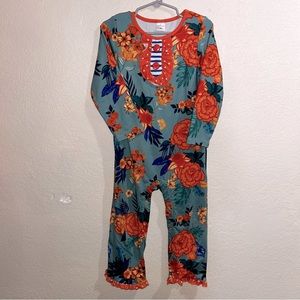 Penelope Plumm Girls 3t Orange & Turquoise Ruffle outfit